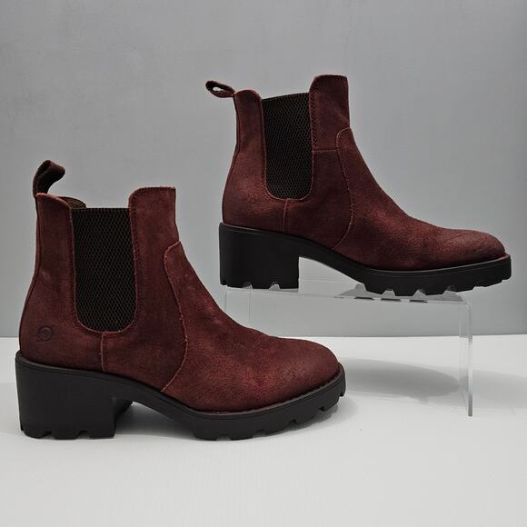 Born Graci Colors Ankle Bootie Size 8.5 Dark Brick Distressed Suede Chelsea Lug - Picture 3 of 14